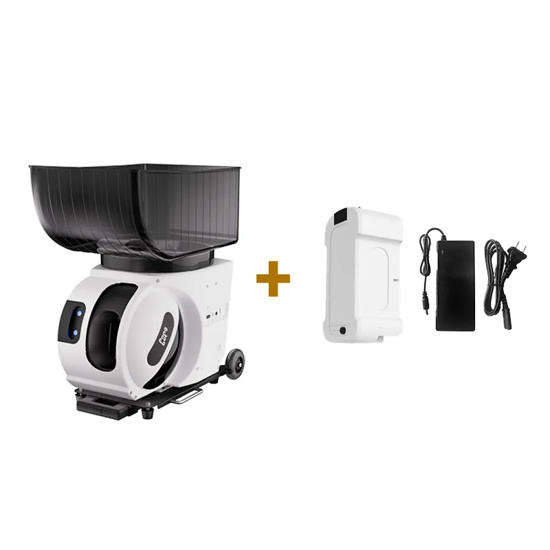 PongBot Pace S Pro shown with a spare battery pack and charger